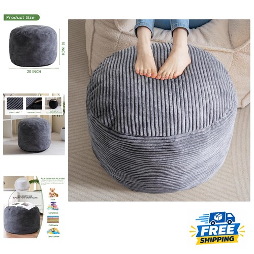 Modern round furry pouf foot - modern,